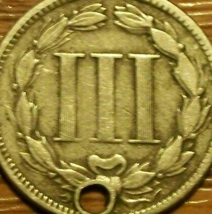 1866-3-Cent-Piece-That's-Holed